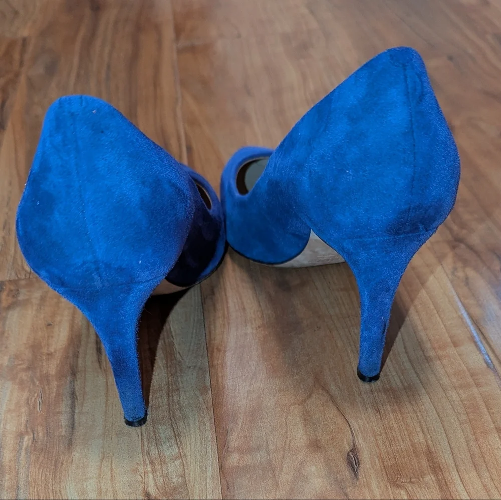 J.‎ Crew Blue Genuine Suede Leather Pointed Toe Heels Women's 6.5 Pumps Office
